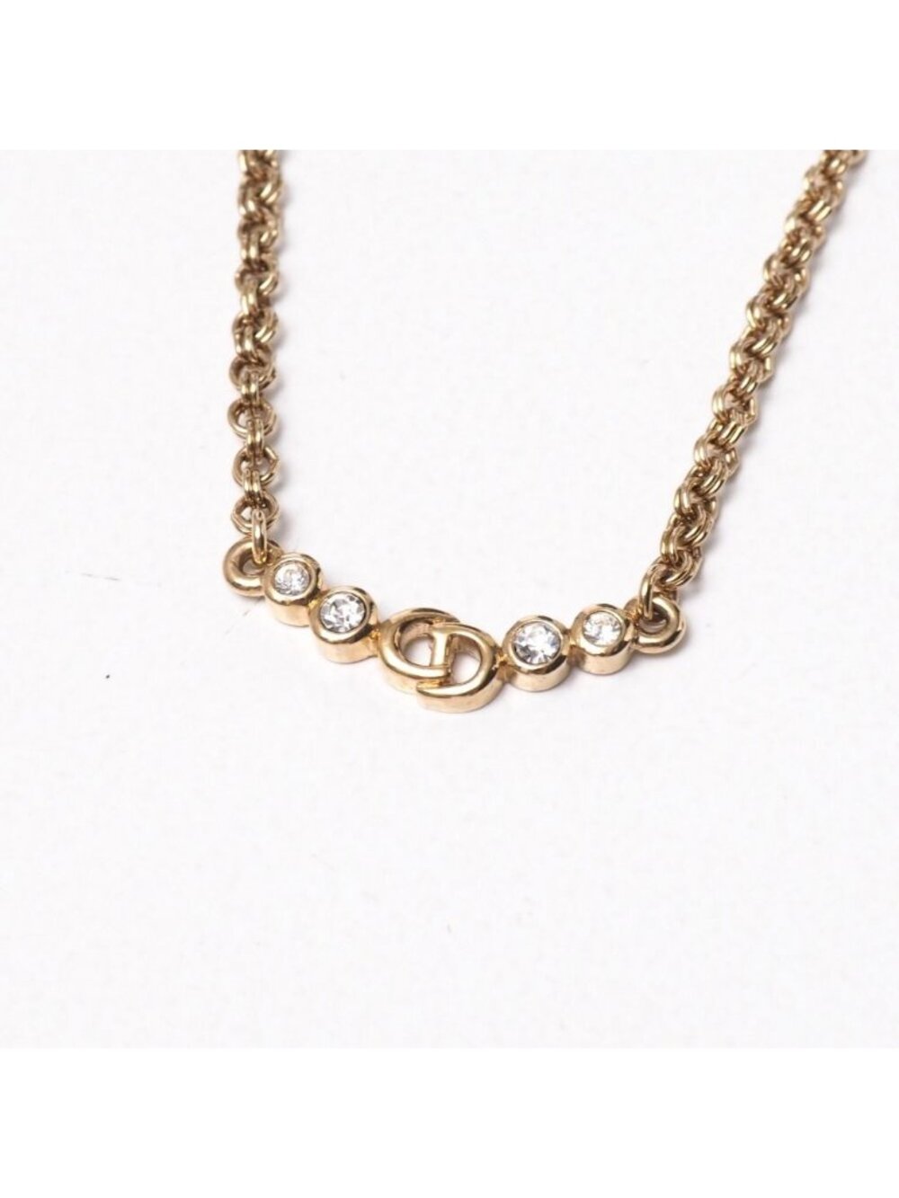 Dior Vintage Necklace CD Logo Rhinestone Decoration